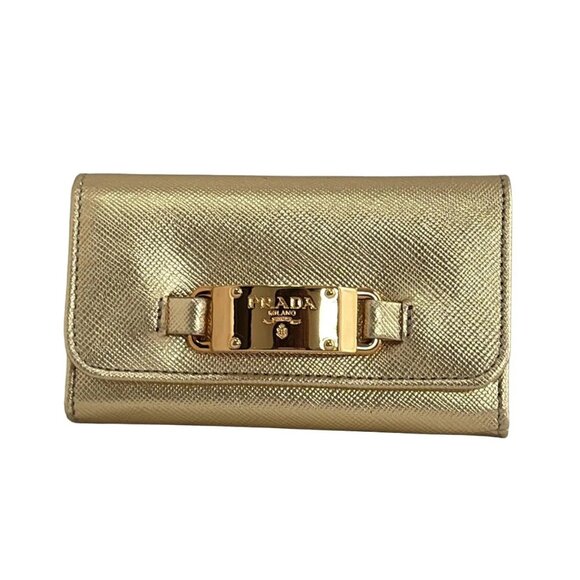 PRADA - Gold Leather Key Case 191-081825 - Picture 1 of 5